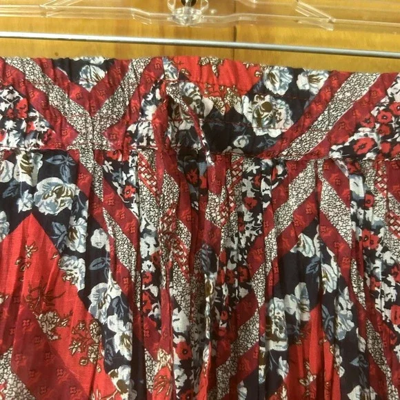 Vtg Collections Etc-Sz XXL-Pleated Skirt-Patchwork‎ Pattern-Elastic Waist-Boho - Picture 4 of 8